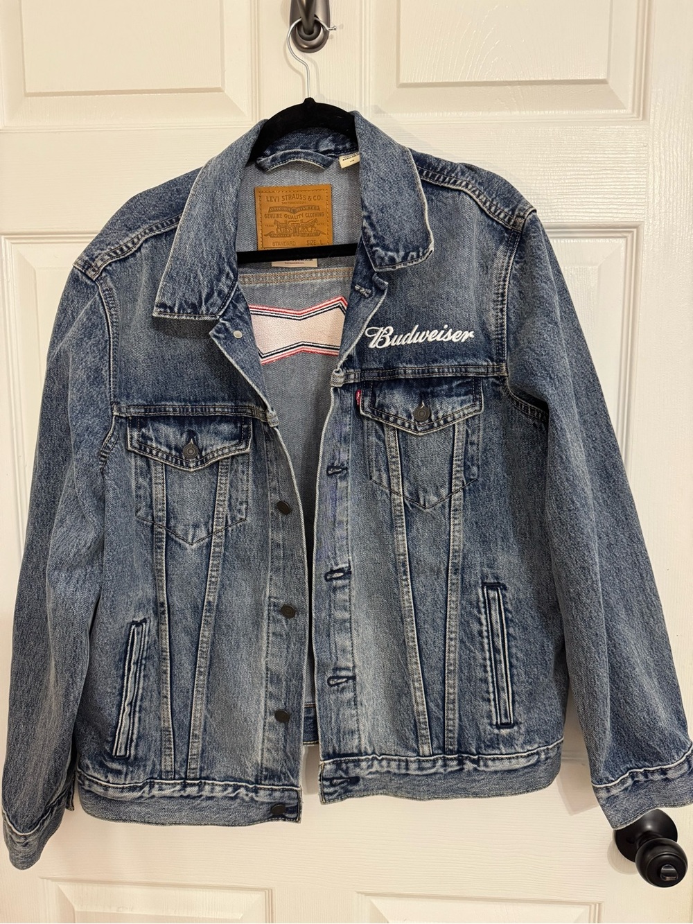 UNIQUE ONE OF A KIND! Budweiser, vintage Levi’s, jean jacket - Picture 1 of 4